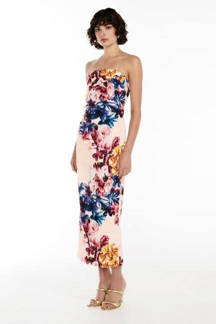 MANNING CARTELL<p> SCATTERED FLORAL STRAPLESSS DRESS</p>Size 16